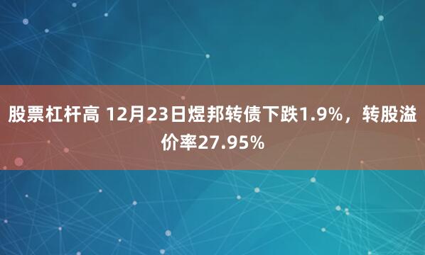 股票杠杆高 12月23日煜邦转债下跌1.9%，转股溢价率27.95%