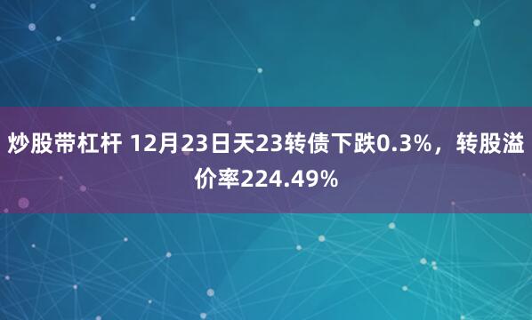 炒股带杠杆 12月23日天23转债下跌0.3%，转股溢价率224.49%