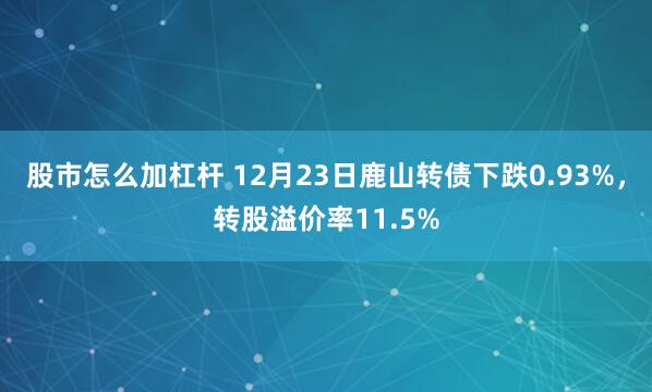 股市怎么加杠杆 12月23日鹿山转债下跌0.93%，转股溢价率11.5%