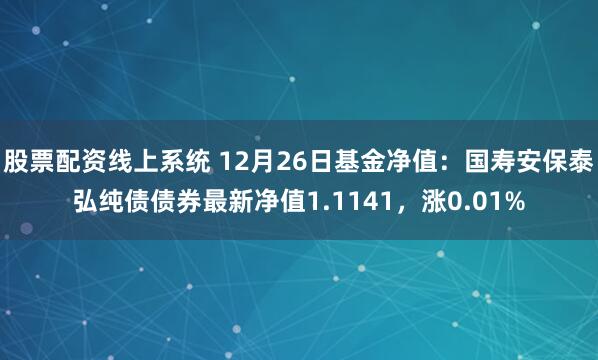 股票配资线上系统 12月26日基金净值：国寿安保泰弘纯债债券最新净值1.1141，涨0.01%