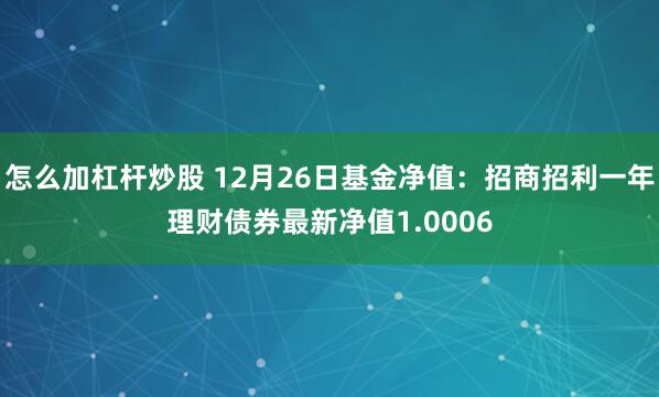 怎么加杠杆炒股 12月26日基金净值：招商招利一年理财债券最新净值1.0006