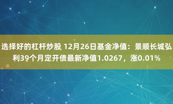 选择好的杠杆炒股 12月26日基金净值：景顺长城弘利39个月定开债最新净值1.0267，涨0.01%