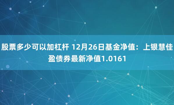 股票多少可以加杠杆 12月26日基金净值：上银慧佳盈债券最新净值1.0161