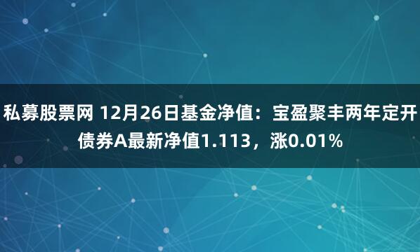 私募股票网 12月26日基金净值：宝盈聚丰两年定开债券A最新净值1.113，涨0.01%