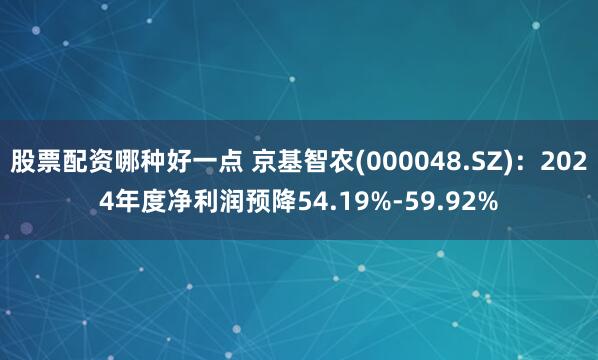 股票配资哪种好一点 京基智农(000048.SZ)：2024年度净利润预降54.19%-59.92%